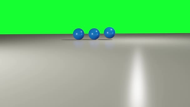 Animation Rendu Sur Écran Vert Trois Boules Roulent Autour Surface — Video