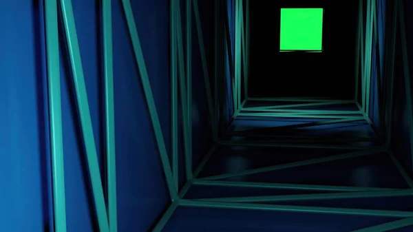 3D图解 空的未来主义走廊隧道 抽象的未来主义背景 异形未来主义概念 — 图库照片