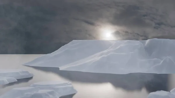 Illustratie Arctische Winter Landschap Bij Opwarming Van Aarde Probleem Woestijnwit — Stockfoto