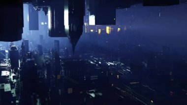 3D animasyon - Uzaylı Bilim-Kurgu Şehri Modeli