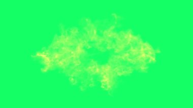 3 boyutlu duman patlaması şok dalgası etkisi ve yeşil ekranda izole edilmiş farklı dalgalar. Yukarıdan en iyi kamera görüntüsü