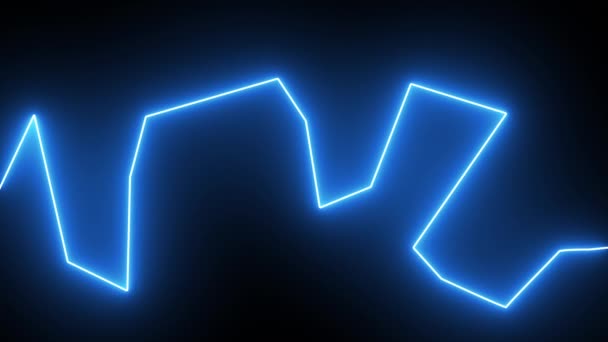 Анимация Абстрактного Фона Неоновыми Линиями Саблевого Эффекта Электричество Света Синие — стоковое видео