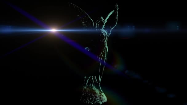 Digital Disintegration Sculpture Optical Flares — Stock Video