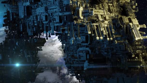 Animação Cidade Futuro Com Explosões Ópticas Hud Elemento — Vídeo de Stock
