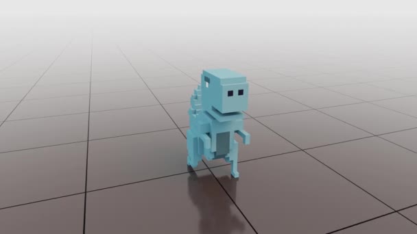 Animation Character Made Voxel Art Style — ストック動画