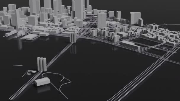 Animation Futuristic City Architecture Skyscrapers — Video