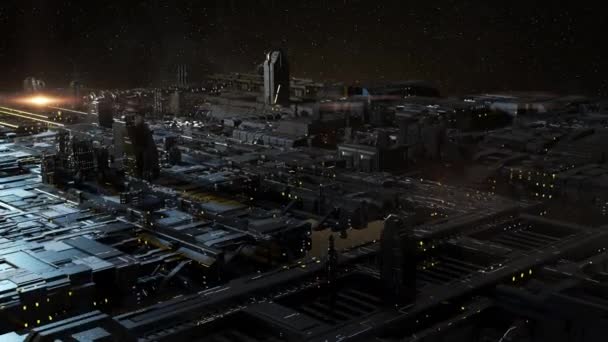 Animasyon Uzaylı Bilim Kurgu Şehri Modeli — Stok video