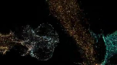 Enerji parçacıkları patlama animasyonu siyah arkaplan üzerinde karıştırılıyor