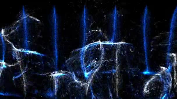 能量粒子爆炸动画混合在黑色背景上 — 图库视频影像