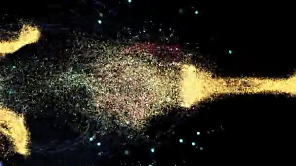 Ενεργειακά Σωματίδια Έκρηξη Animation Ανάμειξη Πάνω Από Μαύρο Φόντο — Αρχείο Βίντεο