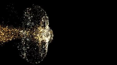 Enerji parçacıkları patlama animasyonu siyah arkaplan üzerinde karıştırılıyor