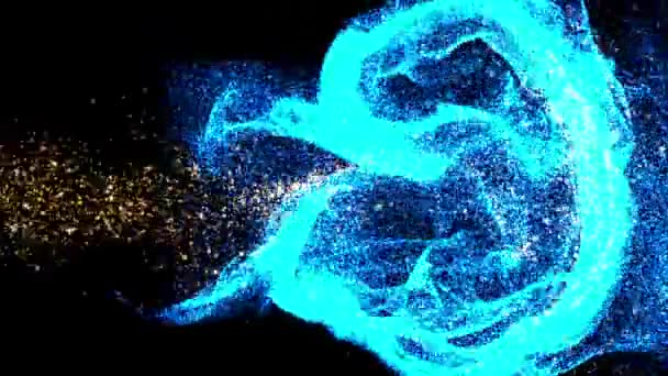 Energy Particles Explosion Animation Mixing Black Background — Stock Video