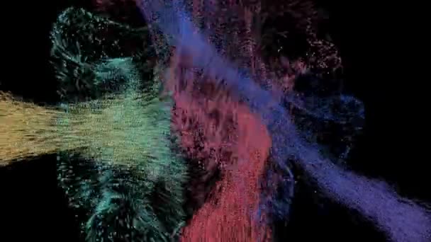 Ενεργειακά Σωματίδια Έκρηξη Animation Ανάμειξη Πάνω Από Μαύρο Φόντο — Αρχείο Βίντεο