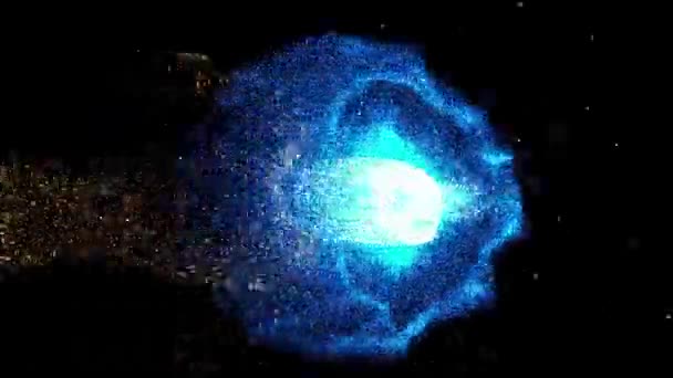 Анимация Взрыва Энергетических Частиц Черном Фоне — стоковое видео
