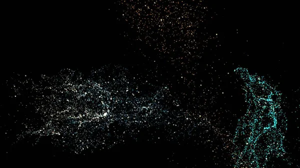 Enerji Parçacıkları Siyah Arkaplan Üzerinde Karışıyor — Stok fotoğraf