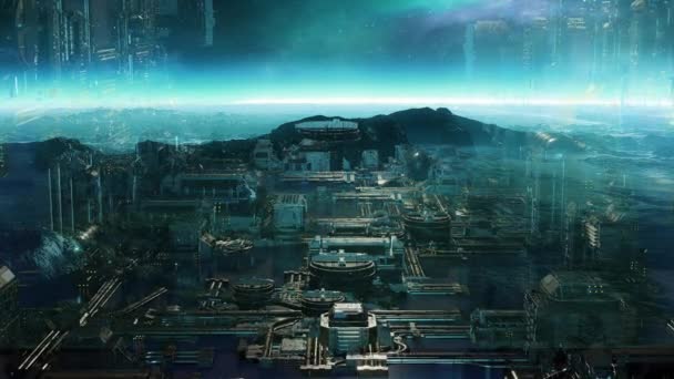 Animacja Model Obcego Miasta Science Fiction — Wideo stockowe