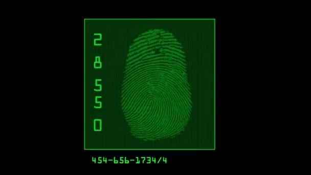 Animație Amprentă Biometrică Scanare Domeniului Aplicare Fundal Negru — Videoclip de stoc