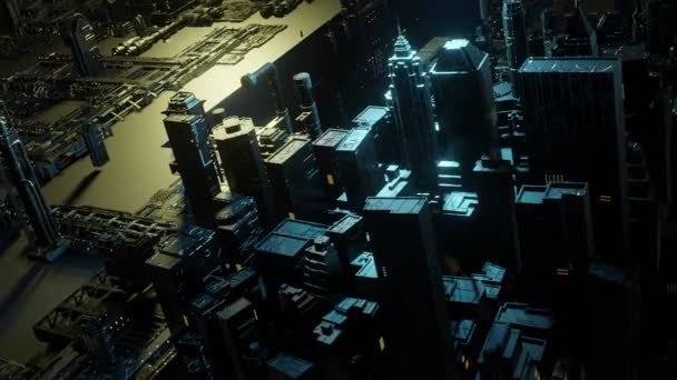 Animazione Modello Città Fantascientifica Aliena — Video Stock