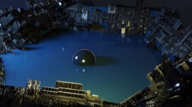 3D animasyon - Uzaylı Bilim-Kurgu Şehri Modeli