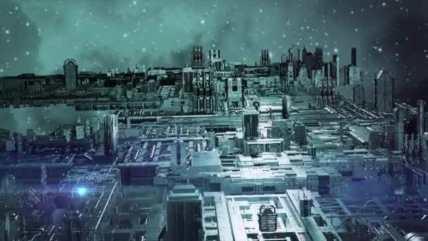 Анімація Модель Іншопланетного Міста Sci — стокове відео