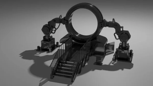 3d illustration - Time Machine with stairs