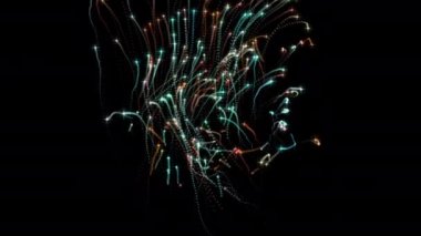 4k Hot vs cold energy. Solar flares and frozen particles facing and mixing over black background.