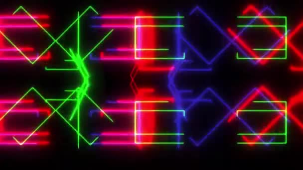 Animation Pulsating Neon Disco Background Loop Graphics Music Stage Transition — Stock videók