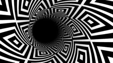 Parlak şekilli bir tünelde uçmak. Sınırsız döngülü animasyon