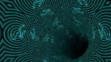 Parlak şekilli bir tünelde uçmak. Sınırsız döngülü animasyon