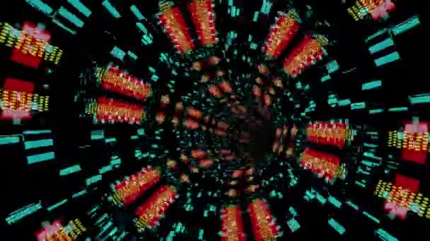 Fliegen Einem Tunnel Mit Leuchtenden Formen Animation Endlosschleife — Stockvideo