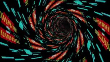 Parlak şekilli bir tünelde uçmak. Sınırsız döngülü animasyon
