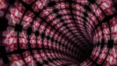 Parlak şekilli bir tünelde uçmak. Sınırsız döngülü animasyon