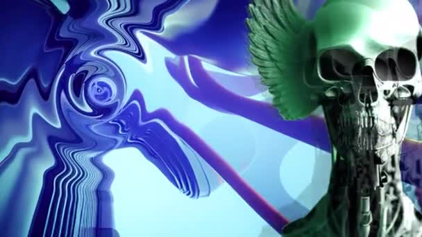 Animación Del Ángel Cyborg Muerte Aleteando Con Alas — Vídeos de Stock