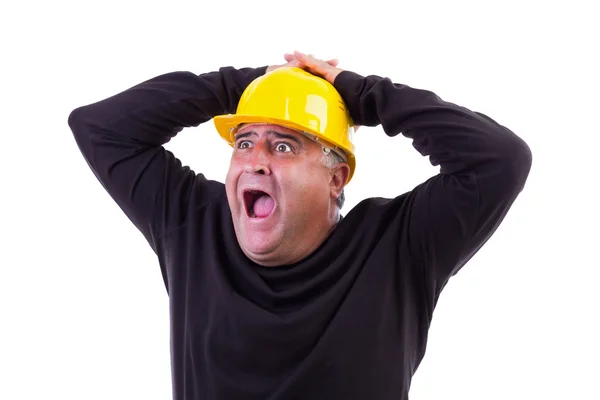 Worker screaming with hands on his head — Stock Photo, Image