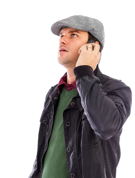 Handsome young man talking on phone — Stock Photo, Image