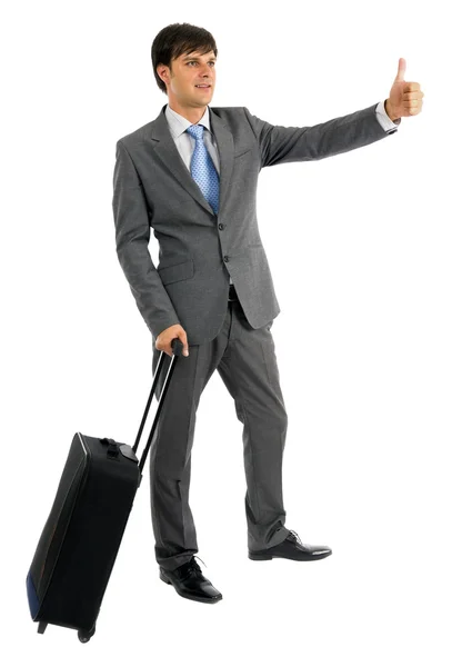 Young business man with his trolley bag — Stock Photo, Image