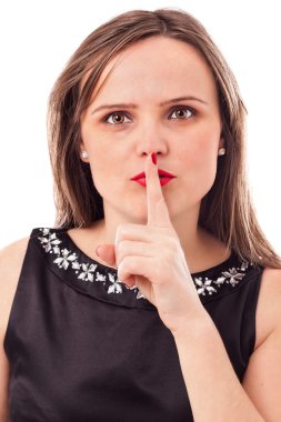 genç ve güzel kadın bir tutmak yapma jest sessiz