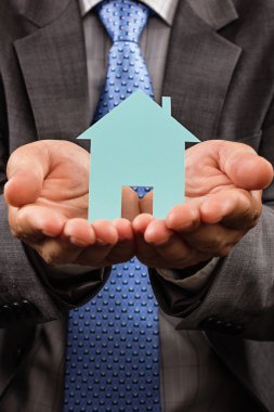 bir evin onun elinde bir model holding iş adamı