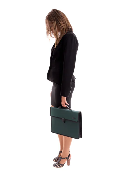 Overworked business woman carring her briefcase — Stock Photo, Image