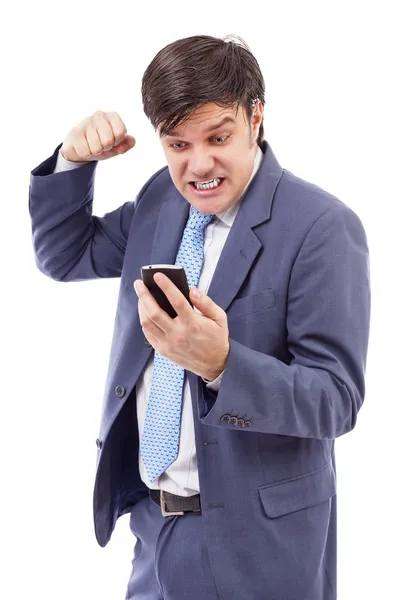 Retrato de um empresário estressado recebendo más notícias por telefone — Fotografia de Stock