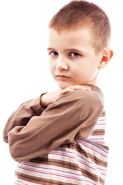 Closeup portrait of a cute little boy with arms folded — Stock Photo, Image