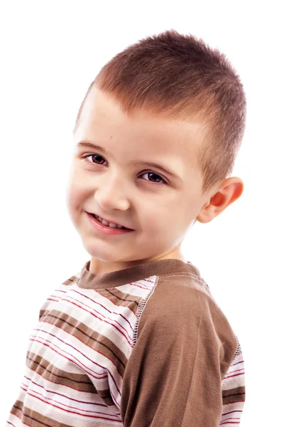 Closeup πορτρέτο του μια ευτυχισμένη χαριτωμένο μικρό αγόρι — Φωτογραφία Αρχείου