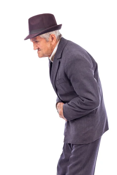Homem velho com dor de estômago — Fotografia de Stock