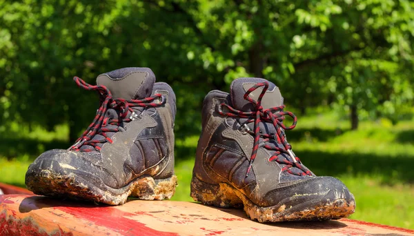 Pair of muddy boots — Stock Photo, Image