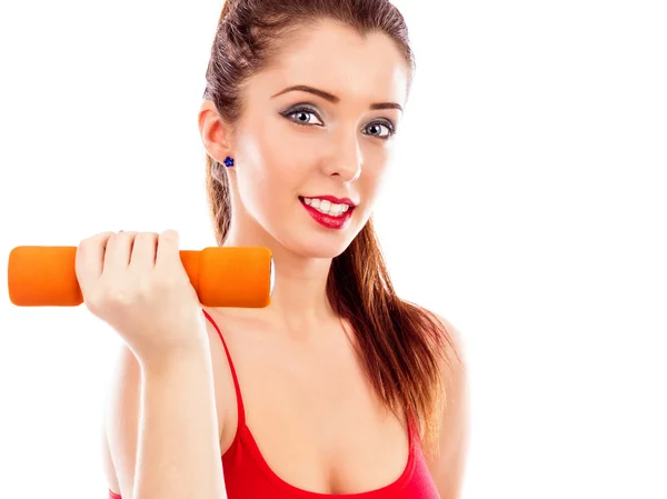 Closeup portrait of a pretty young woman exercising — Stock Photo, Image