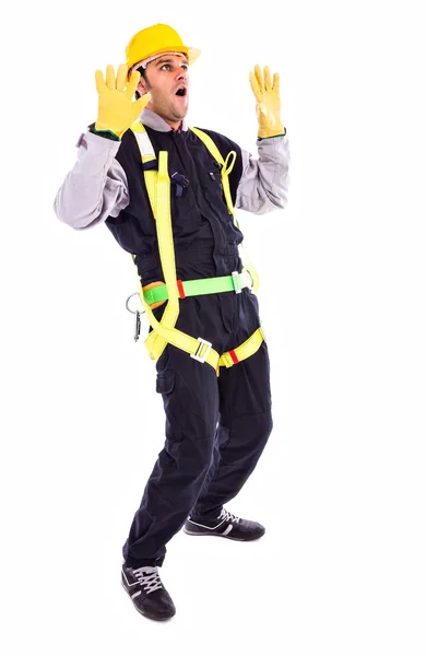 Worker in full protective clothing screaming — Stock Photo, Image