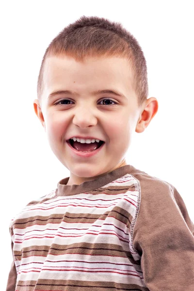 Närbild porträtt av en glad söt liten pojke — Stockfoto