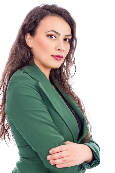 Portrait of a beautiful young woman with arms folded — Stock Photo, Image