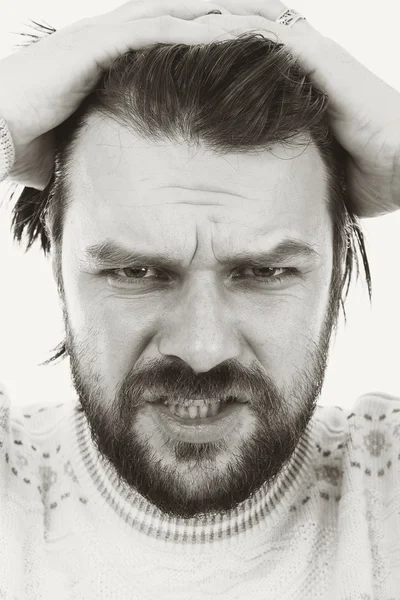 Closeup portrait of a desperate young man — Stock Photo, Image