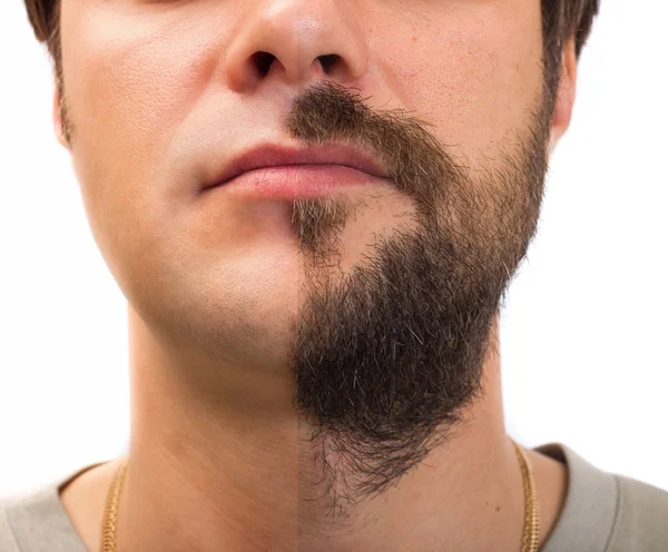 Close-up van man met baard op de helft van het gezicht — Stockfoto